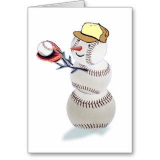 Baseball Snowman Christmas Greeting Cards