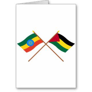 Ethiopia and Benishangul Gumaz Crossed Flags Greeting Cards