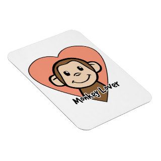 Cute Cartoon Clip Art Smile Monkey Love in Heart Rectangle Magnet