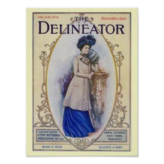 1901 Vintage Blue Magazine Cover Poster