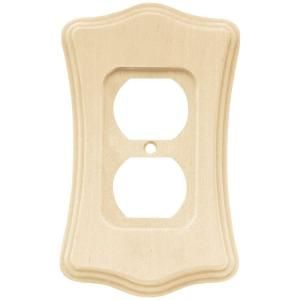Liberty Wood Scalloped 1 Duplex Outlet Wall Plate   Unfinished Wood 64637