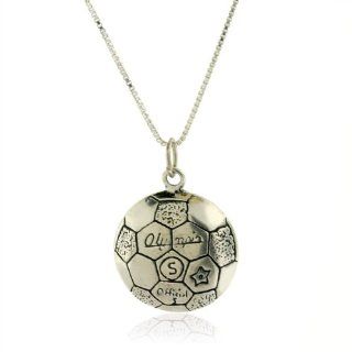 Sterling Silver Soccer Ball Charm Pendant FREE 16" Chain Pendant Necklaces Jewelry