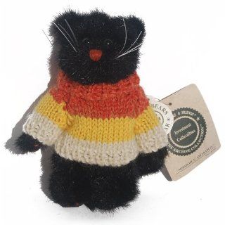 Midnight C. Sneakypuss Cat   Boyd's Bears Black Cat with Halloween Candy Corn Sweater 