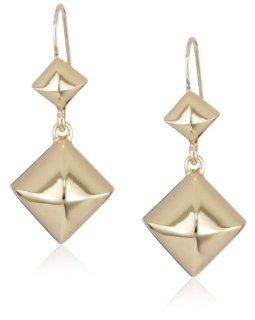 Juicy Couture E Gold Pyramid Stud Drops Earrings Jewelry