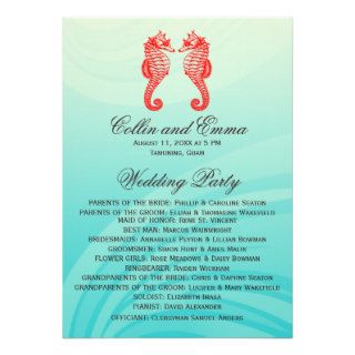 Seahorse Beach Wedding Programs Invitations