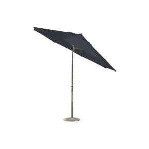 Home Decorators Collection 6.5 ft. x 10 ft. Auto Tilt Patio Umbrella in Indigo Sunbrella with Champagne Frame 1549120770