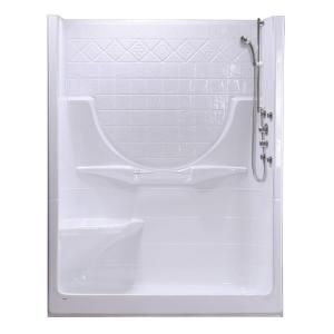 MAAX Montego II 33 1/4 in. x 59 1/4 in. x 74 1/2 in. Shower Stall with Left Seat in White 101126 000 001 004