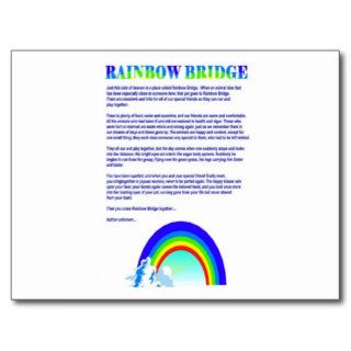 Rainbow Bridge Pet Memorial Poem Postcards