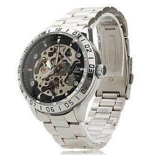Men's Alloy Analog Mechanical Black Silver Dial Wrist Watch (Silver) at  Men's Watch store.