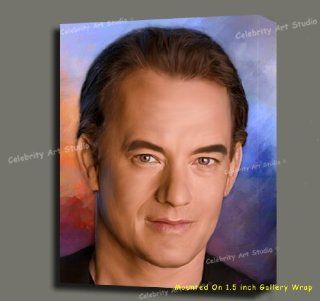 TOM HANKS ORIGINAL MIXED MEDIA OIL & ACRYLIC PAINTING ON CANVAS MOUNTED 20X28X1.5"  