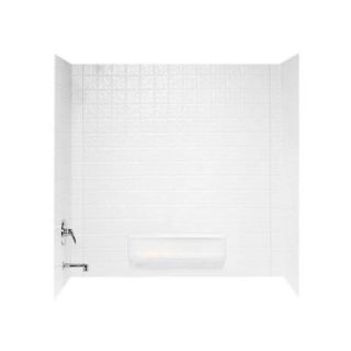 Swan 30 in. x 60 in. x 59 5/8 in. Three Piece Easy Up Adhesive Tub Wall in White TI 3 010