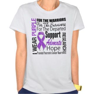 Pancreatic Cancer I Wear Purple Ribbon TRIBUTE T Shirt