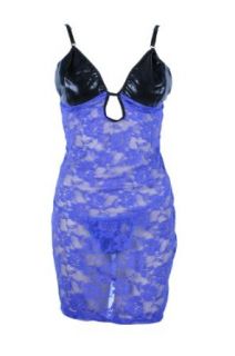 Womens New Sexy Babydoll Sleepwear Dress and G string Lingerie, Blue