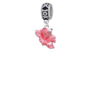 Hot Pink Hibiscus Flower 10K Run Charm Dangle Bead Jewelry