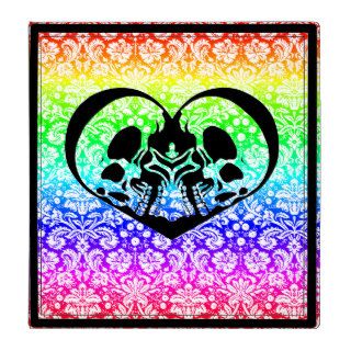 Rainbow Damask Skulls Heart 1.5 Inch Binder