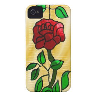 Stained glass red rose iPhone 4 Case Mate case