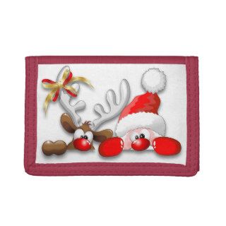 Funny Santa and Reindeer Cartoon wallet