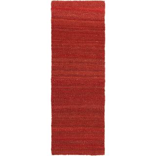 Mandara Hand woven Red Jute Rug (26 X 76)