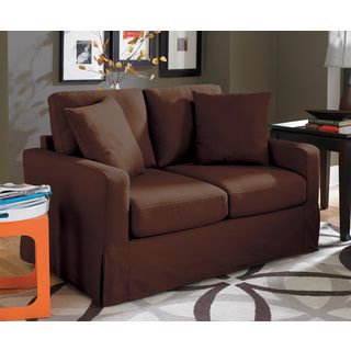 Lily Chocolate Slip Cover Love Seat