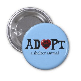 Paw in Red Heart Shelter Animal Button