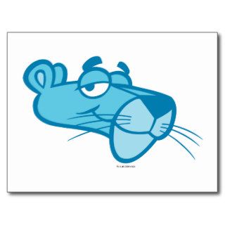 Blue Pink Panther Head Smiling Postcards