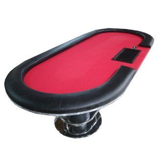 96" 10 Players Texas Hold'em Poker Table Red With Chip Tray & Drop Box  Sports & Outdoors
