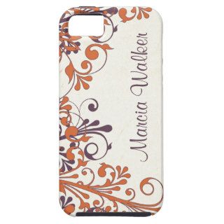 Orange Purple Floral Personalized iPhone 5 Case