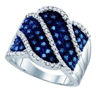 0.77ctw Blue Diamond Fashion Ring 10K White Gold Jewelry