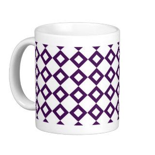 White and Purple Diamond Pattern Coffee Mugs