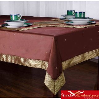Handmade Brown Sari Table Cloth (India) Indian Selections Kitchen Linens