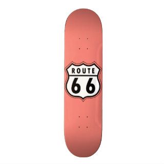 Coral Pink Route 66 sign Skate Board Deck