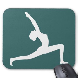 Yoga Pose White Silhouette Teal Mousepad Mousemat