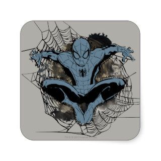 Spider Man in Web (Rough Paint) Stickers