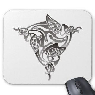 Black and White Celtic Bird Mouse Pad
