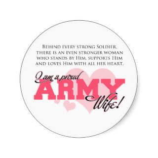 Proud Army Wife Round Stickers