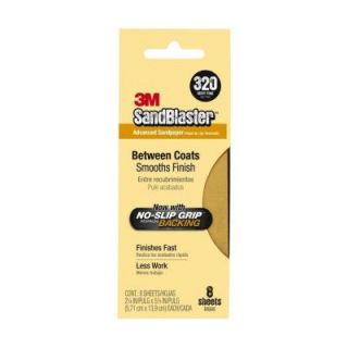 Sandblaster 2 1/4 in. x 5 1/2 in. No Slip Grip 320 Grit Very Fine Sandpaper (8 Pack) 421 320G