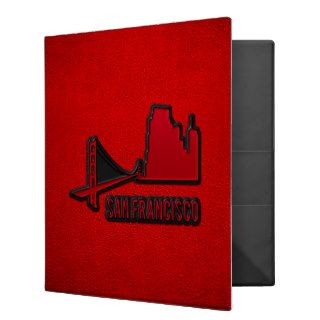 San Francisco [Red & Black Leather Patch] 3 Ring Binder