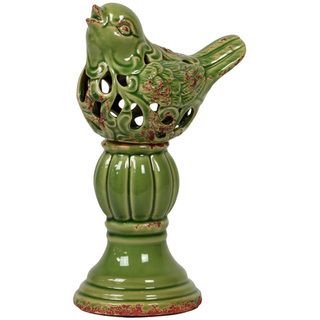 Urban Trends Collection Antique Green Ceramic Bird On Stand