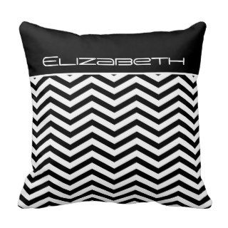 Black, white chevron zigzag pattern custom pillow