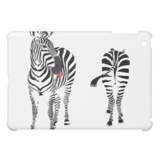 A zebra looking at the buttock of another iPad mini covers