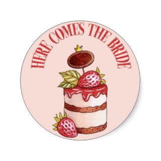 Bridal Shower Here Comes the Bride High Tea Round Stickers