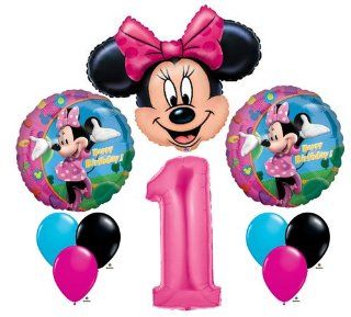 Minnie Mouse #1 1st First Happy Birthday Balloon Party Set Mylar Latex Disney 