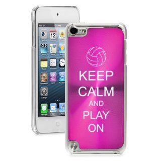 Apple iPod Touch 5th Generation Hot Pink 5B519 hard back case cover Keep Calm and Play On Volleyball Cell Phones & Accessories