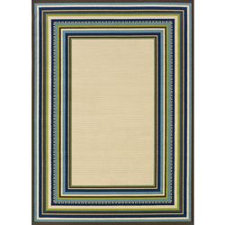 Ivory/ Blue Outdoor Area Rug (67 X 96)