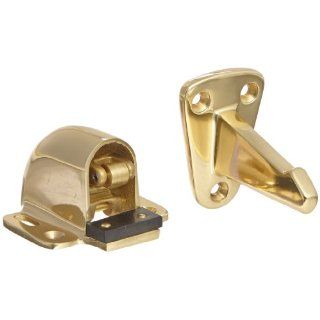 Rockwood 494S.3 Brass Wall Mount Automatic Door Holder with Stop, Polished Clear Coated Finish, 3 3/4" Wall to Door Projection, Includes Fasteners for Use with Hollow Core Doors and Masonry Walls Industrial Hardware
