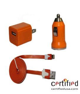 Certified High Quality Colorful Charger Package Which Allow to Charge Apple Ipod & Iphone &Ipod Nano&ipod Classic&ipod Touch at Home, in the Office, or on the Go Package Contain Car Charger, Wall Charger and USB Sync Cable Adapter Orange Co
