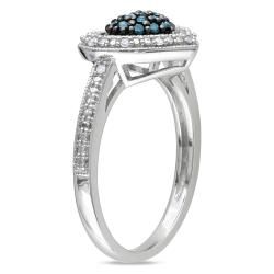 Miadora Silver 1/4ct TDW Blue and White Diamond Heart Ring (G H, I1 I2) Miadora Diamond Rings