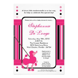 5x7 French Pink Poodle Baby Shower Invitation