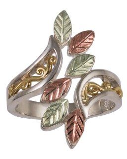 Black Hills Gold Ladies' Sterling Silver Elongated Tango Leaf Ring Black Hills Gold Rings For Women Jewelry