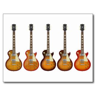 Five Sunburst Electric Guitars Post Card